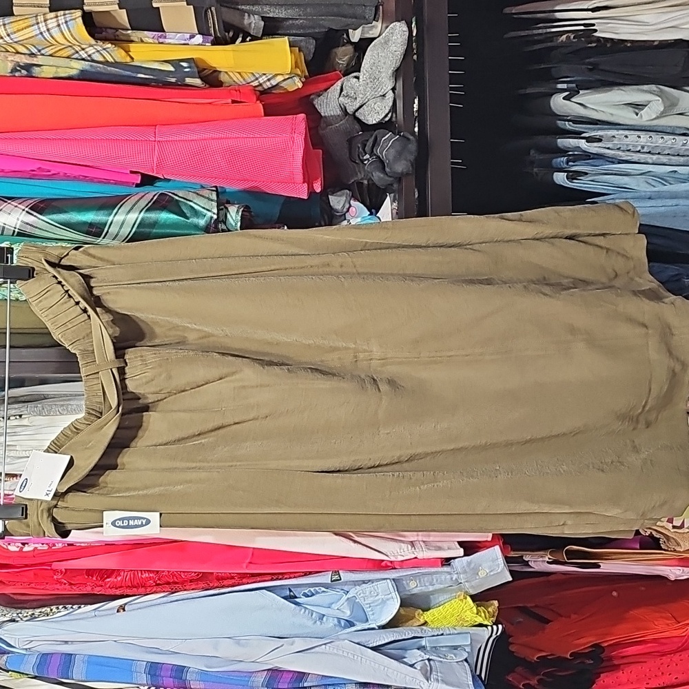 Old Navy Green Midi Skirt with Tie Front - Picture 3 of 4